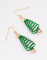 Green Spiral Christmas Tree Earrings - link has visual effect only