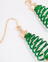 Green Spiral Christmas Tree Earrings - link has visual effect only