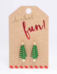 Green Spiral Christmas Tree Earrings - link has visual effect only