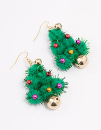 Gold Christmas Tree Drop Earrings - link has visual effect only