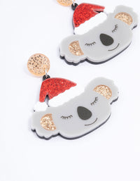 Acrylic Sleepy Christmas Koala Drop Earrings - link has visual effect only