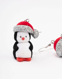 Christmas Penguin Santa Hat Drop Earrings - link has visual effect only