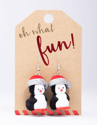 Christmas Penguin Santa Hat Drop Earrings - link has visual effect only