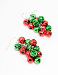 Rhodium Christmas Bells Cluster Drop Earrings - link has visual effect only