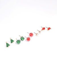 Gold Christmas Tree Shaker Stud Earrings Pack - link has visual effect only