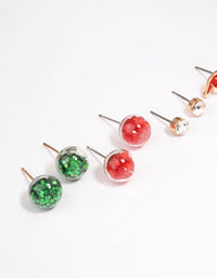 Gold Christmas Tree Shaker Stud Earrings Pack - link has visual effect only