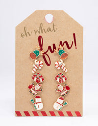 Gold Enamel Christmas Motif Stud Earrings Pack - link has visual effect only