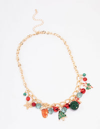 Gold Christmas Charm Chain Necklace - link has visual effect only