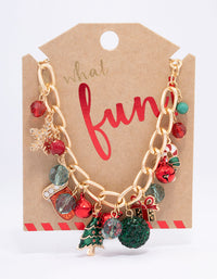 Gold Christmas Charm Chain Necklace - link has visual effect only