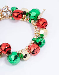 Gold Christmas Bell Charm Stretchy Bracelet - link has visual effect only