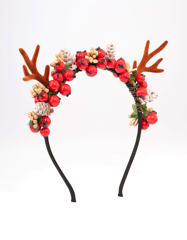 Fabric Reindeer Wreath Headband