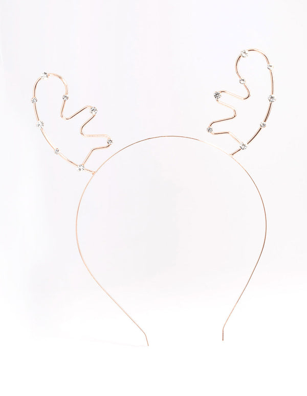 Rose Gold Reindeer Diamante Headband