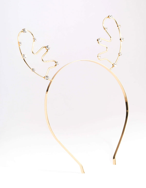 Gold Reindeer Diamante Headband