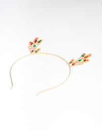 Gold Reindeer Ear Jewel Headband - link has visual effect only