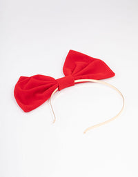 Gold & Large Red Velvet Bow Headband - link has visual effect only