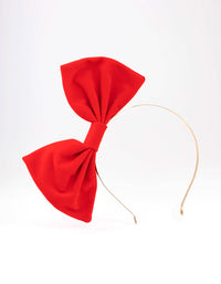 Gold & Large Red Velvet Bow Headband - link has visual effect only