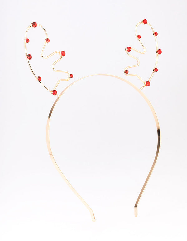 Gold & Reindeer Diamante Headband