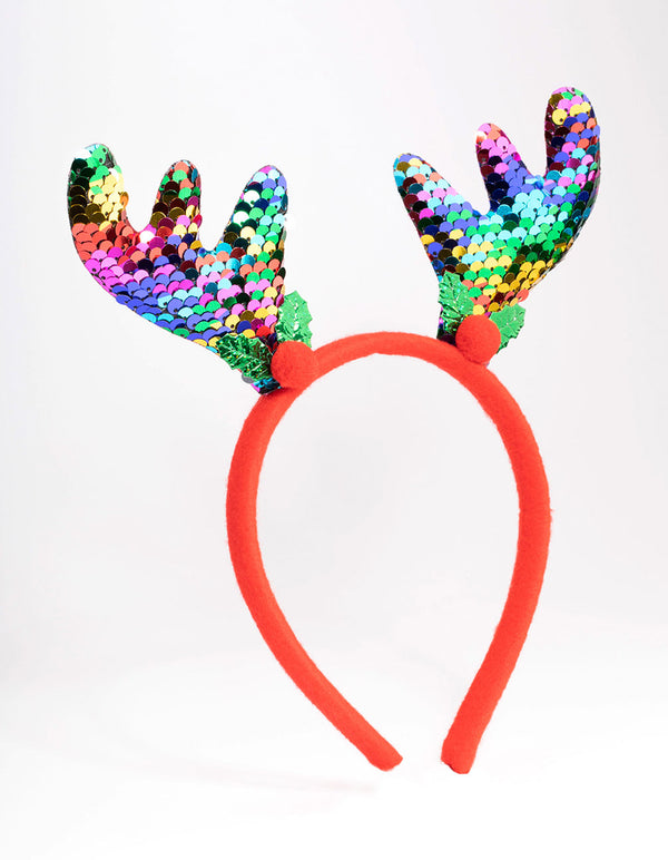 Fabric Sequined Reindeer Headband