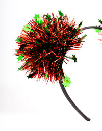 Fabric Green Tinsel Pom Pom Headband - link has visual effect only