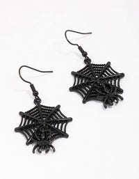 Black Spider Web Drop Earrings - link has visual effect only