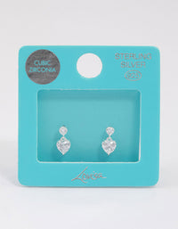 Sterling Silver Cubic Zirconia Heart Stud & Drop Earrings - link has visual effect only