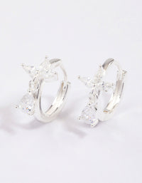 Sterling Silver Trio Marquise Huggie Pear Earrings - link has visual effect only