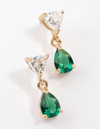 Gold Plated Sterling Silver Cubic Zirconia Pear Drop Earrings - link has visual effect only