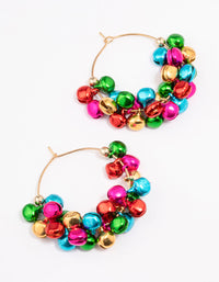 Gold Colourful Bell Christmas Hoop Earrings - link has visual effect only