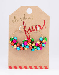 Gold Colourful Bell Christmas Hoop Earrings - link has visual effect only