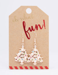 Rose Gold Pearl Christmas Tree Drop Earrings - link has visual effect only