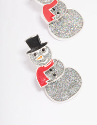 Silver Glitter Snowman Drop Earrings - link has visual effect only