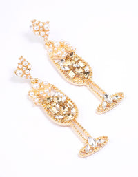 Gold Diamante Wine Glass Drop Earrings - link has visual effect only