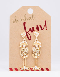 Gold Diamante Wine Glass Drop Earrings - link has visual effect only