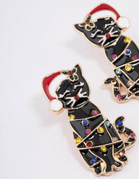 Gold Santa Hat Cat Drop Earrings - link has visual effect only