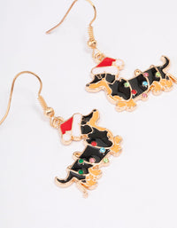 Gold Dachshund Christmas Drop Earrings - link has visual effect only