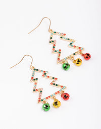 Gold Bell Christmas Tree Drop Earrings - link has visual effect only