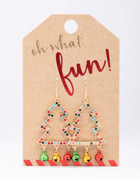 Gold Bell Christmas Tree Drop Earrings - link has visual effect only