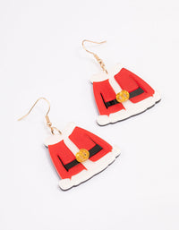 Gold Santa Coat Jacket Drop Earrings - link has visual effect only