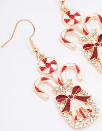 Gold Diamante Candy Cane Jar Drop Earrings - link has visual effect only