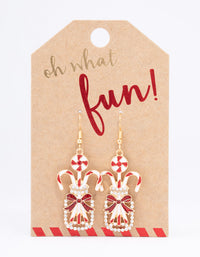 Gold Diamante Candy Cane Jar Drop Earrings - link has visual effect only