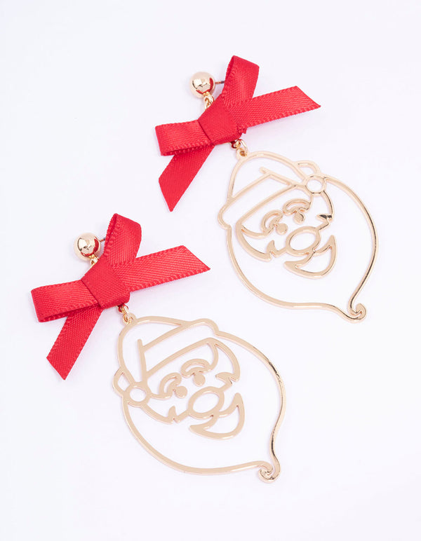 Christmas Santa & Bow Drop Earrings