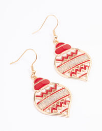 Gold Glitter Bauble Drop Earrings - link has visual effect only