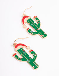 Gold Christmas Cactus Drop Earrings - link has visual effect only