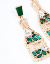 Diamante Green Glitter Wine Bottle Drop Earrings - link has visual effect only