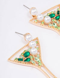 Gold Pearl & Glitter Cocktail Drop Earrings - link has visual effect only