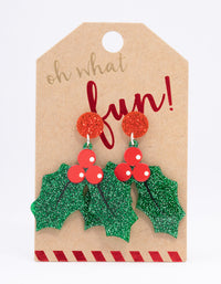 Glitter Holly Drop Earrings - link has visual effect only