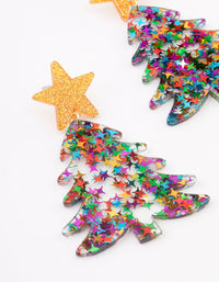 Gold Glitter Christmas Tree Drop Earrings - link has visual effect only