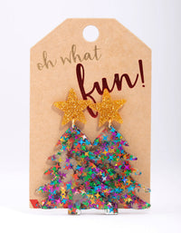 Gold Glitter Christmas Tree Drop Earrings - link has visual effect only