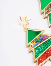 Acrylic Geometric Christmas Tree Drop Earrings - link has visual effect only