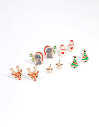 Gold Koala & Reindeer Earrings 5-Pack - link has visual effect only